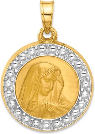 Diamond2Deal 14k Yellow Gold and Rhodium Hollow Lady of Sorrows Pendant