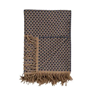 Roros Tweed Isak Wolldecke, 150 x 210 cm, blau / beige