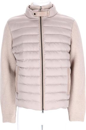 Herno Grey Quilted Ribbed Wool Down Jacket
