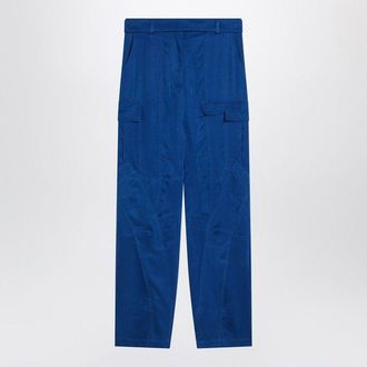 Ferragamo Womens Electric Blue Cargo Trousers - Medium Blue Lyocell - Size EU 36 (Womens)