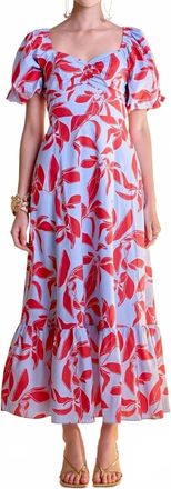 English Factory Tie-Back Maxi Dress In Blue Multi