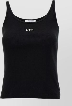 Off-white stamped ribbed scoop neck stretch top