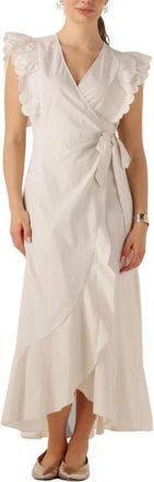 Object Object, Kleedjes, Dames, Beige, XL, Objhope Papaya S/S Wikkeljurk