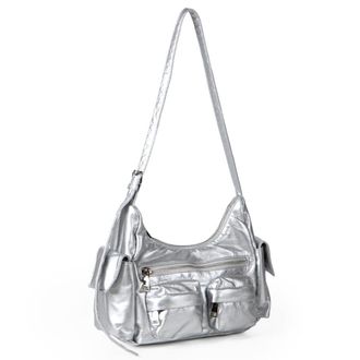 Generic Large Capacity Leather Tote Handbag Women Retro Shoulder Bag Versatile PU Satchel Sling Bag Crossbody Hobo Bag Girl Stylish Purse (Silver)