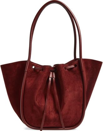 Proenza Schouler Large Ruched Suede Tote in Merlot at Nordstrom