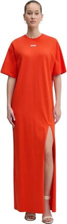 Msgm Cotton Jersey Maxi Jurk - Dames - Maxi kleedjes - Oranje - S - Katoen - Kleedjes