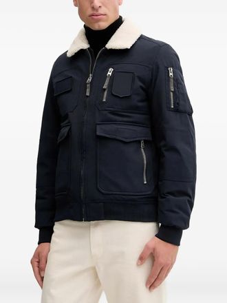 Aeronautica shearling-collar multi-pocket bomber jacket - Blue