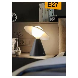 Trade Shop Trade Shop Traesio - Trade Shop - Lampada Da Tavolo Decorativa Con Paralume A Cappello Orientabile Lume E27 D13 - Negro