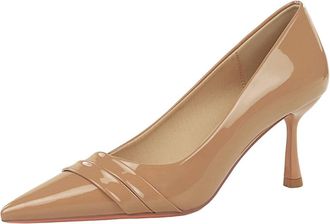 Generic Women Pointed Toe Stiletto Sexy Pumps 6.5CM Patent Leather Wedding Evening Party (Khaki,7.5)