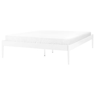 Beliani Cama Con Somier De Metal Blanco 160 X 200 Cm Listones Industrial Vaurs