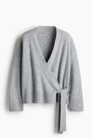 H&M Gestrickter Cardigan im Wickelschnitt - Grau