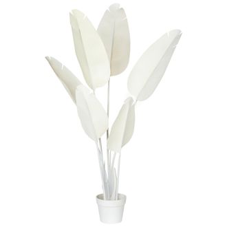 Beliani Beliani - Planta Artificial En Maceta Material Sint&eacute;tico 123 Cm Accesorio Decorativo Para Interior Blanco Musa Tree