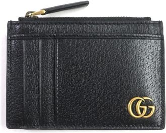Gucci Pre-owned Wallets, male, Black, Size: ONE SIZE Pre-owned GG Marmont Leather Card Holder