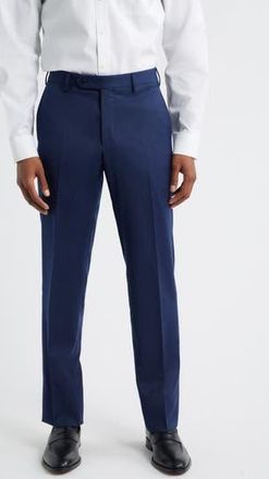 Zanella Parker Flat Front Stretch Wool Flannel Trousers in Atlantic Blue at Nordstrom Rack, Size 40R