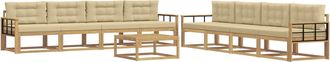 vidaXL Conjunto De Sof&aacute;s De Exterior 9 Uds. Y Beige Poli&eacute;ster Vidaxl