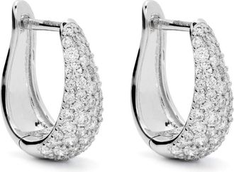 Dana Rebecca Designs 14kt white gold large DRD Tapered diamond hoop earrings - women - 14kt White Gold/Diamond - One Size - Silver