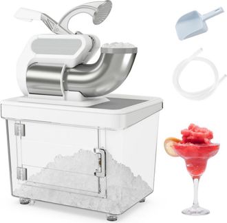 Costway 300W Commercial Ice Crusher with Dual Blades and Safety Switch-Gray