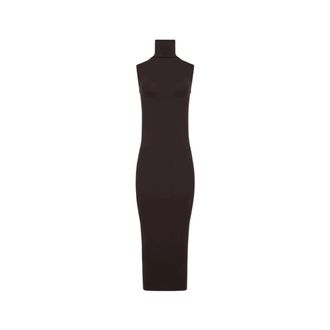 Wolford Mouwloze Merinowol Blend Midi Jurk - Dames - Kleedjes - Bruin - L - Wol - Kleedjes