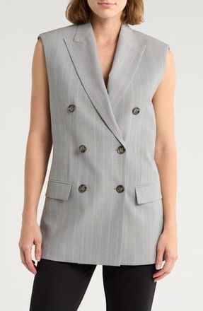 BOSS Jettaway Sleeveless Double Breasted Wool Jacket in Grey Multi at Nordstrom Rack, Size 4