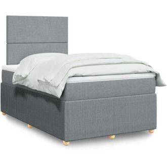 vidaXL Vidaxl - Cama Box Spring Con Colch&oacute;n Tela Gris Claro 120x200 Cm