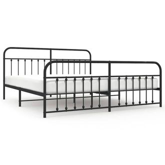 Berkfield Home Metal Bed Frame with Headboard & Footboard Black 193x203 cm