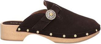 Kate Cate Allegra Hearts Clogs for Women in Brown Leather with Studded Heel