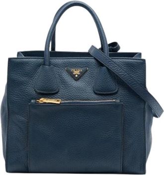 Prada Pre-owned Vintage Satchel - Dames - Vintage Handtas - Blauw - ONE Size - Leer - Vintage
