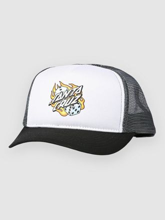 Santa Cruz Flaming Dice Dot Meshback Cap weiss