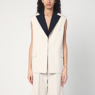 Erika Cavallini Semi Couture Gilet in lino con schiena scoperta