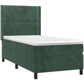 vidaXL Vidaxl - Cama Box Spring Con Colch&oacute;n Terciopelo Verde Oscuro 90x200 Cm