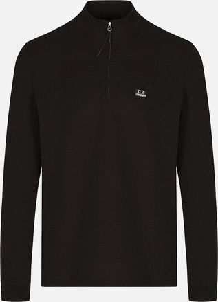 C.P. Company Mens Quarter Zip Piquet Polo Black - Size: 40
