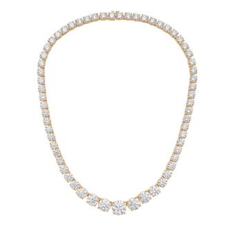 Diana M. Jewels 14kt Rose Gold 50cts lab grown Round diamond 4 Prong Graduated tennis necklace