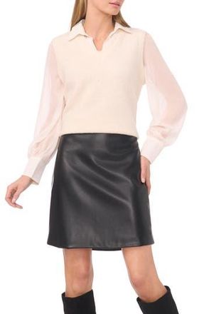 Halogen Illusion Two-Piece Sweater Vest Top in Birch at Nordstrom Rack, Size X-Large