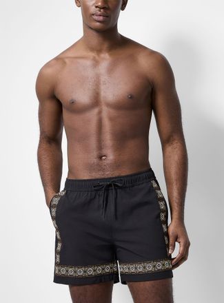 Simons Mens Embroidered-trim swim trunk