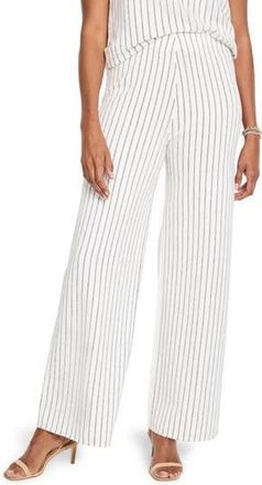 Nic+Zoe Destination Stripe Wide Leg Knit Pants in White Multi at Nordstrom Rack, Size Large