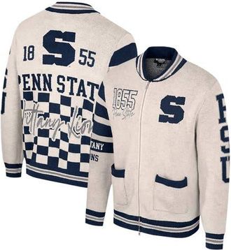 Colosseum Womens Colosseum Cream Penn State Nittany Lions Jacquard Full-Zip Sweater at Nordstrom, Size Xx-Large