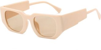 Generic Mens Square Small Frame Sunglasses Womens Commuting Outdoor Sun Glasses(Beige)