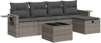 vidaXL Vidaxl - Set De Muebles De Jard&iacute;n 6 Pzas Y Cojines Rat&aacute;n Sint&eacute;tico Gris