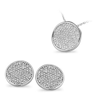 Orphelia WoMens 925 Sterling Silver Set: Chain-Pendant + Earrings - SET-5086 - One Size
