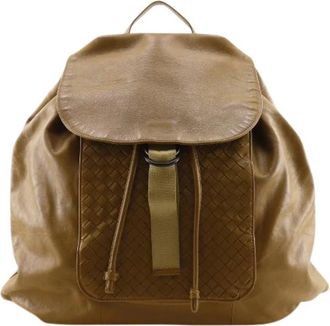 Bottega Veneta Pre-owned Intrecciato Calf Backpack - Heren - Vintage Rugzakken - Beige - ONE Size - Leer - Vintage