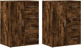 vidaXL Vidaxl - Sideboards 2 pcs Smoked Oak 59x39x80 cm Engineered Wood