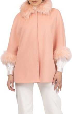 Gorski Select Wool Cape with Select Collar and Cuffs in Light Pink at Nordstrom