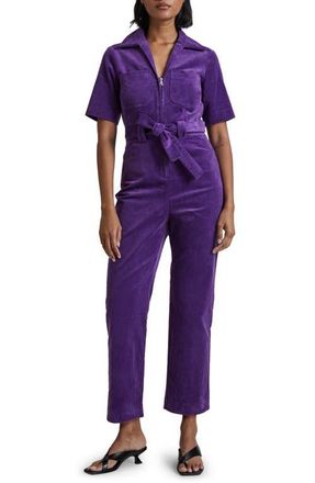 & Other Stories Zip Front Corduroy Jumpsuit in Purple at Nordstrom, Size 12