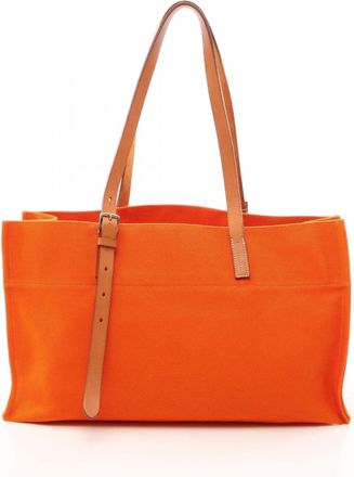 Herm&egrave;s Beige Orange Handbag Tote Bag (Pre-Owned)