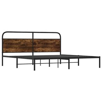 Berkfield Home Metal Bed Frame without Mattress Smoked Oak 183x213 cm in Brown
