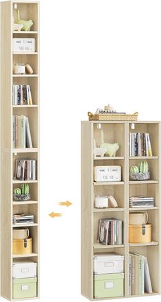 Woltu Juego De 2 Librer&iacute;as Con 4 Estantes - Roble Claro - Woltu