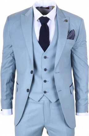 Infinity Leather Mens 3 Piece Plain Blue Work Formal Suit