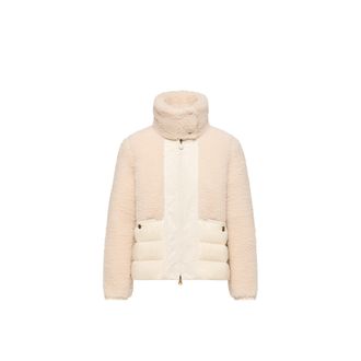 Moncler Moncler Glorieux Hooded Teddy Short Down Jacket, Women, White, Size: 0