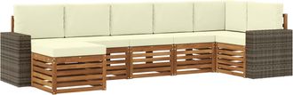 vidaXL Conjunto De Sof&aacute;s De Exterior 7 Uds. Natural Y Crema Vidaxl