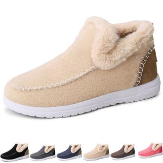 Generic Cozy Orthopedic Fleece Slip-On Boots, Winter Warm Plush Lined Non-Slip Comfort Shoes, for Men and Women (White,11.5)